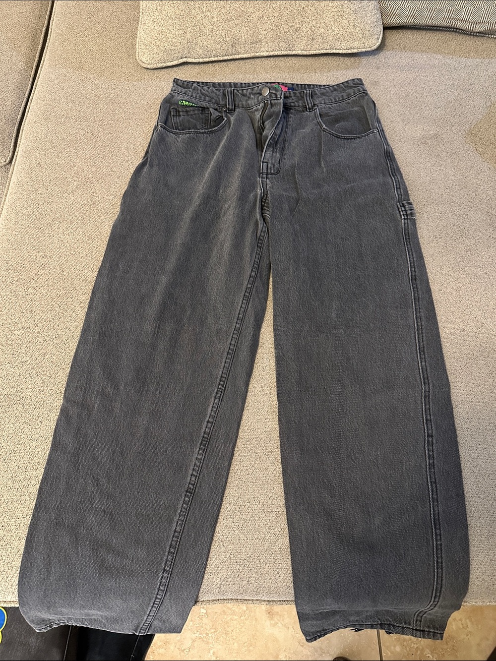 Empyre Women’s Relaxed Wide-Leg Black Denim Jeans
